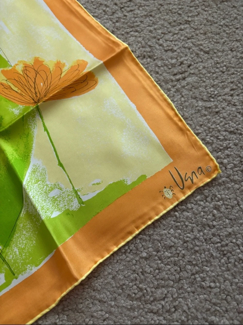 Vera Neumann Orange Border Floral Silk Scarf
